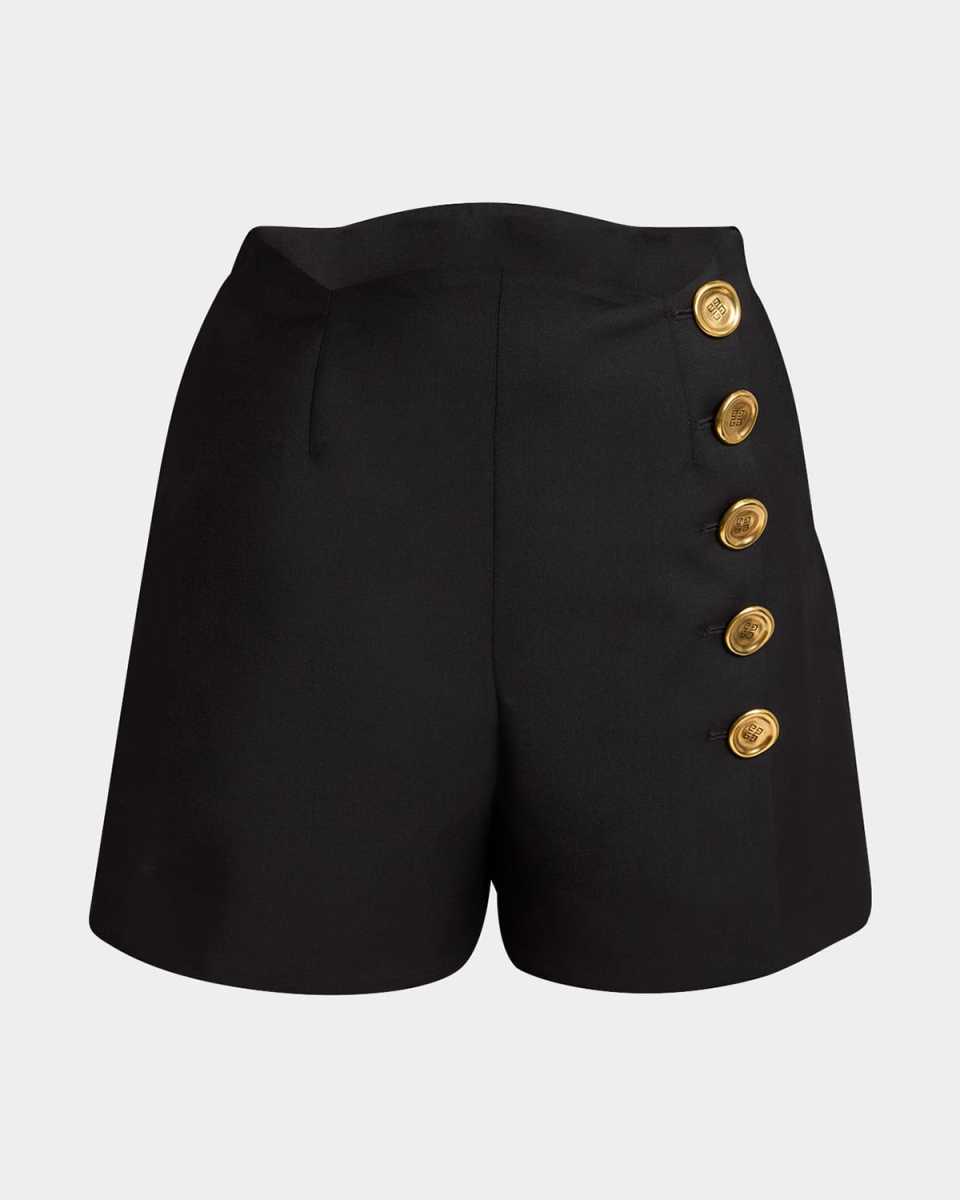Scalloped Waistband Wool Mohair Sailor Shorts